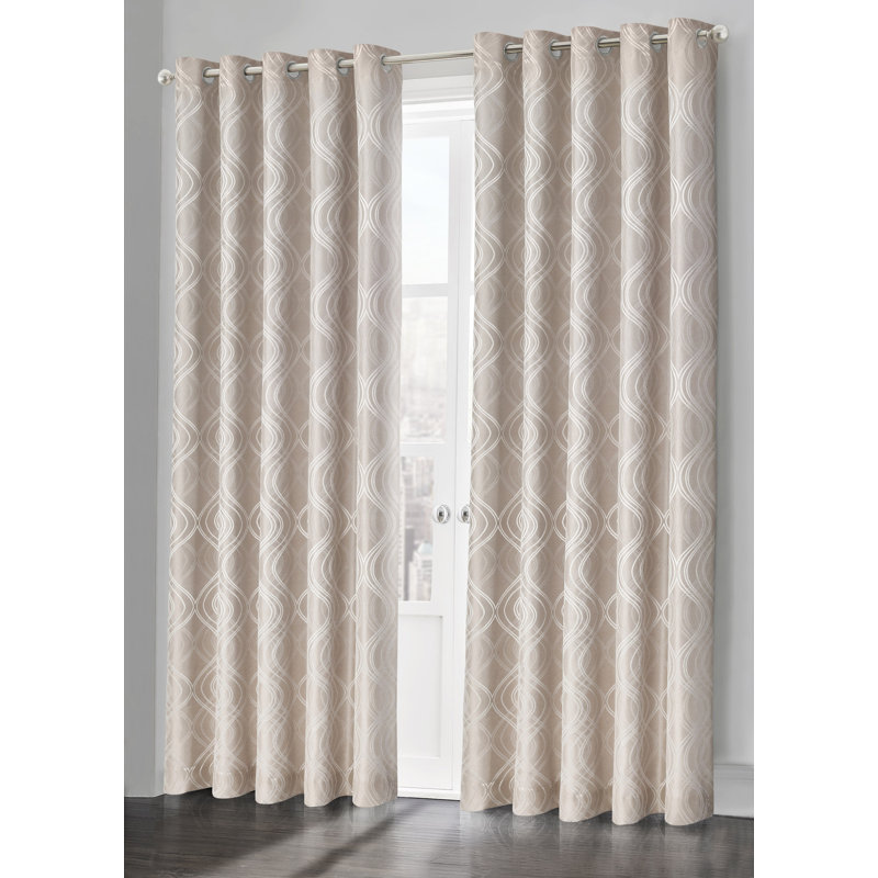 Chloye Polyester Grommet / Eyelet Curtain Panel, Beige, 116.84cm Width x 137.16cm Drop