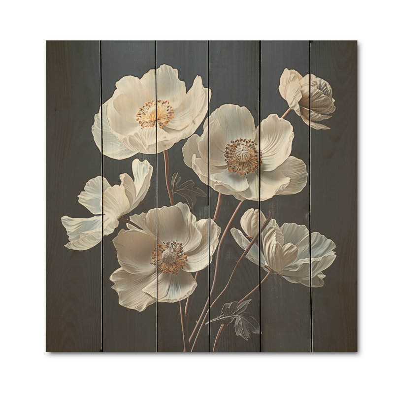 Sunny Ranunculus Dreams - Art sur bois de pin renoncule naturel, H 15 po x l 15 po