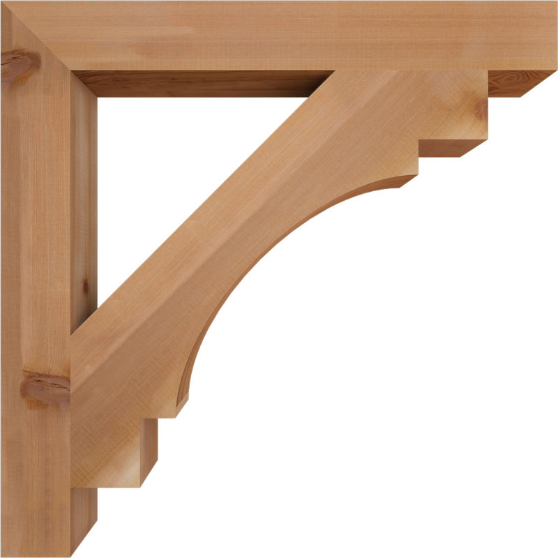 Merced H W D Wood Bracket / Corbel, 32" H x 4" W x 32" D, Western Red Cedar (Smooth)