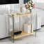  Rectangular Tempered Glass Console Table Entryway Storage Table With Wood-toned Mdf Top And Storage Shelf For Hallway, Living Room, Foyer, Apartment, Office-314684707