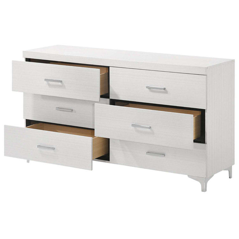Commode 6 tiroirs Casilda, finition blanche