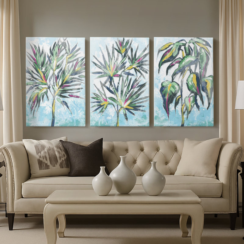 «Candy Palm Fresco II», toile tendue sur mesure - 3 pièces, H 60 po x l 120 po