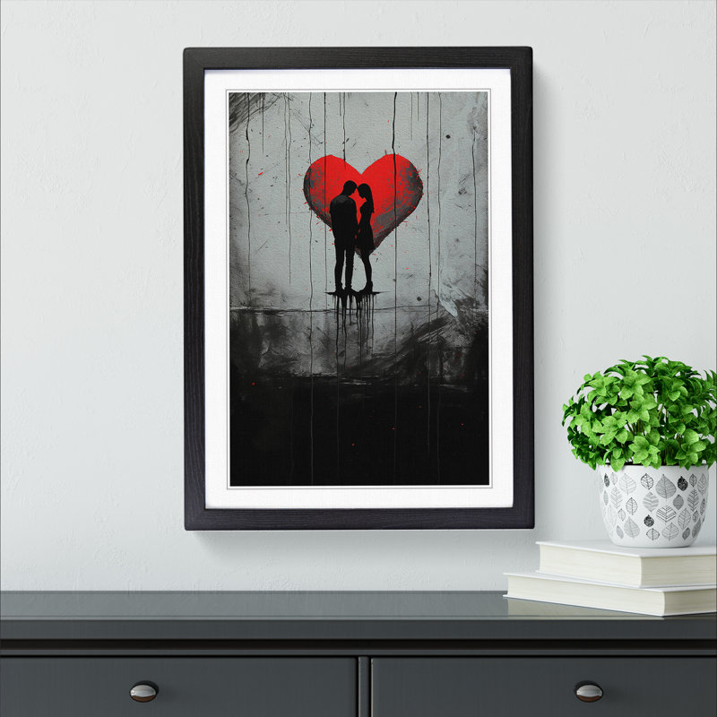 Lovers Minimalism No.2 - Single Picture Frame Print on Wood, Black Framed, 34cm H x 25cm W x 2cm D