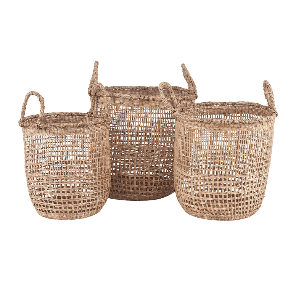 Seagrass 3 Piece Wicker Basket Set