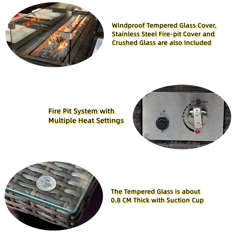 Onfleek Rectangle Aluminium Propane Smokeless Fire Pit Table