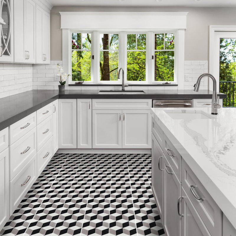 Cubes 8" x 8" Cement Patterned Wall & Floor Tile, Sencillo