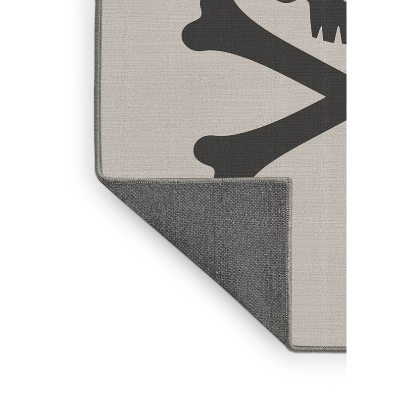 Soft Plush Dunton Pirate Flag Symbol Minimalist Area Rug in Gray – Gray Binding, 5x7