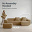 Canapé modulaire en L à 3 places avec passepoil à bordure française, sans assemblage requis, avec canapé-coussin et repose-pieds mobile-575756700