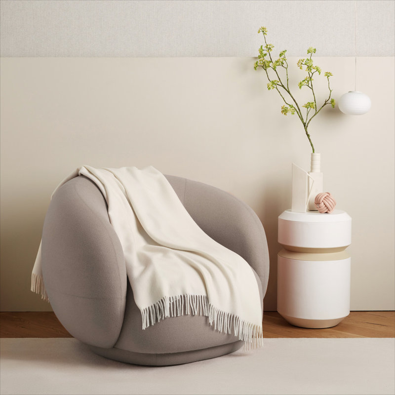 Pure Cashmere Hand Woven Throw Blanket, Milk
