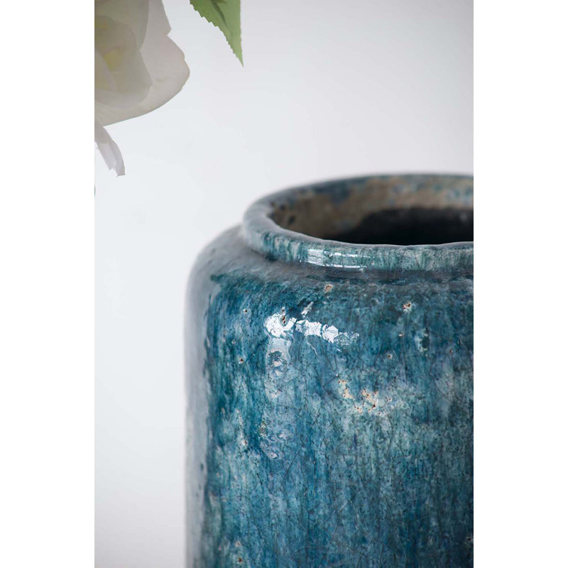 Vase de table Duke, H 11,8 po x l 7,9 po x P 7,9 po, Bleu