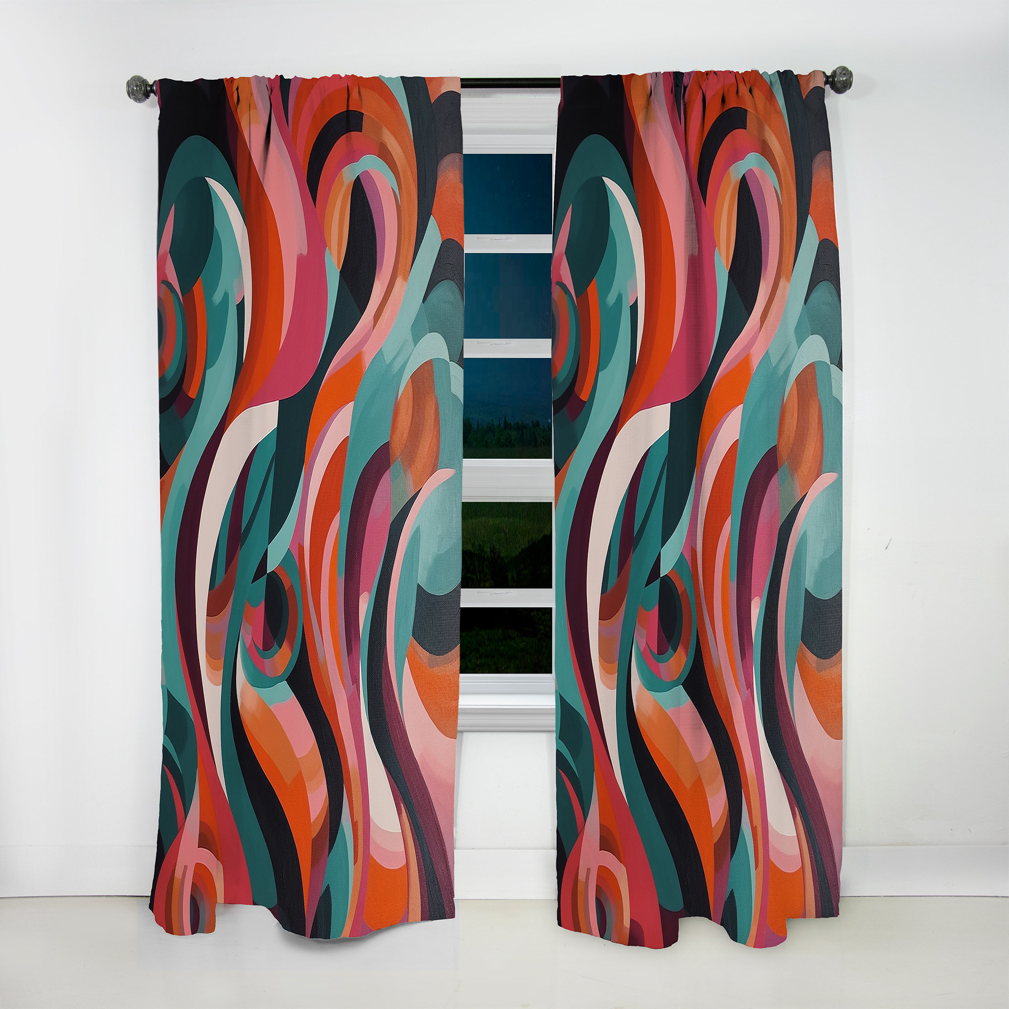 Corrigan Studio® Abstracted Forms In Balance I - Midcentury Curtain ...