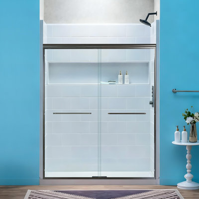 Woodbridge 60" X 32" Glue-up Shower Combo Kit - Glossy White Shower Walls, White Center Drain Shower Base & Double Sliding Door With 5/16" Clear Tempered Glass