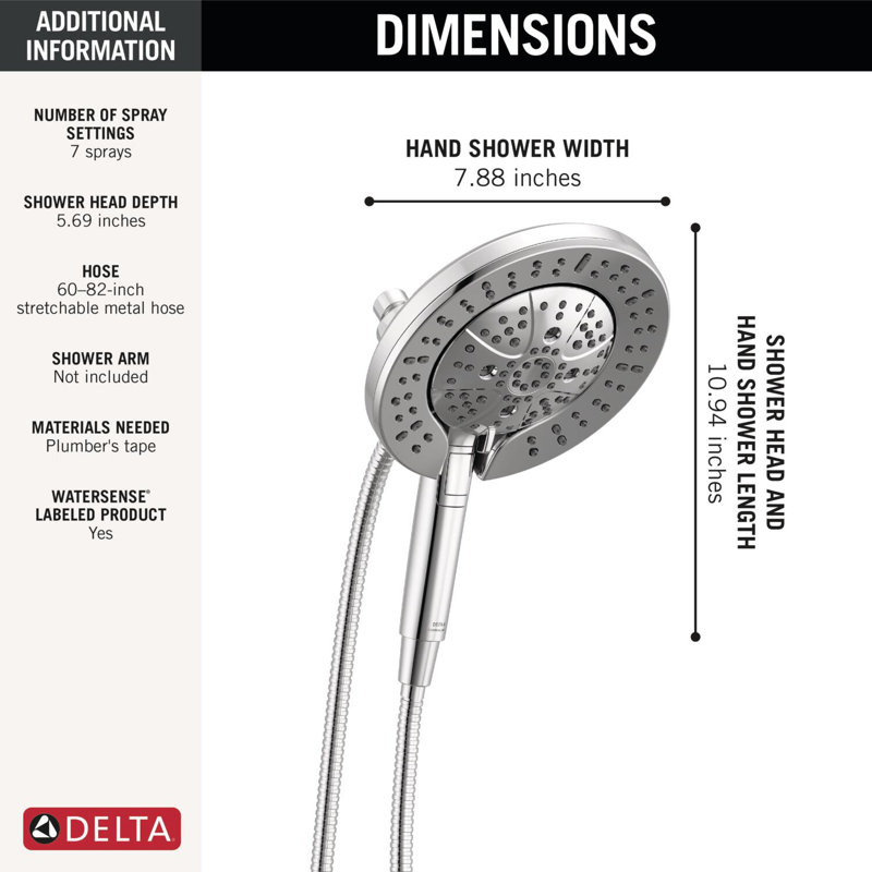 7-Setting In2ition 2-in-1 Dual Shower Head with ProClean Spray, Lumicoat  Chrome