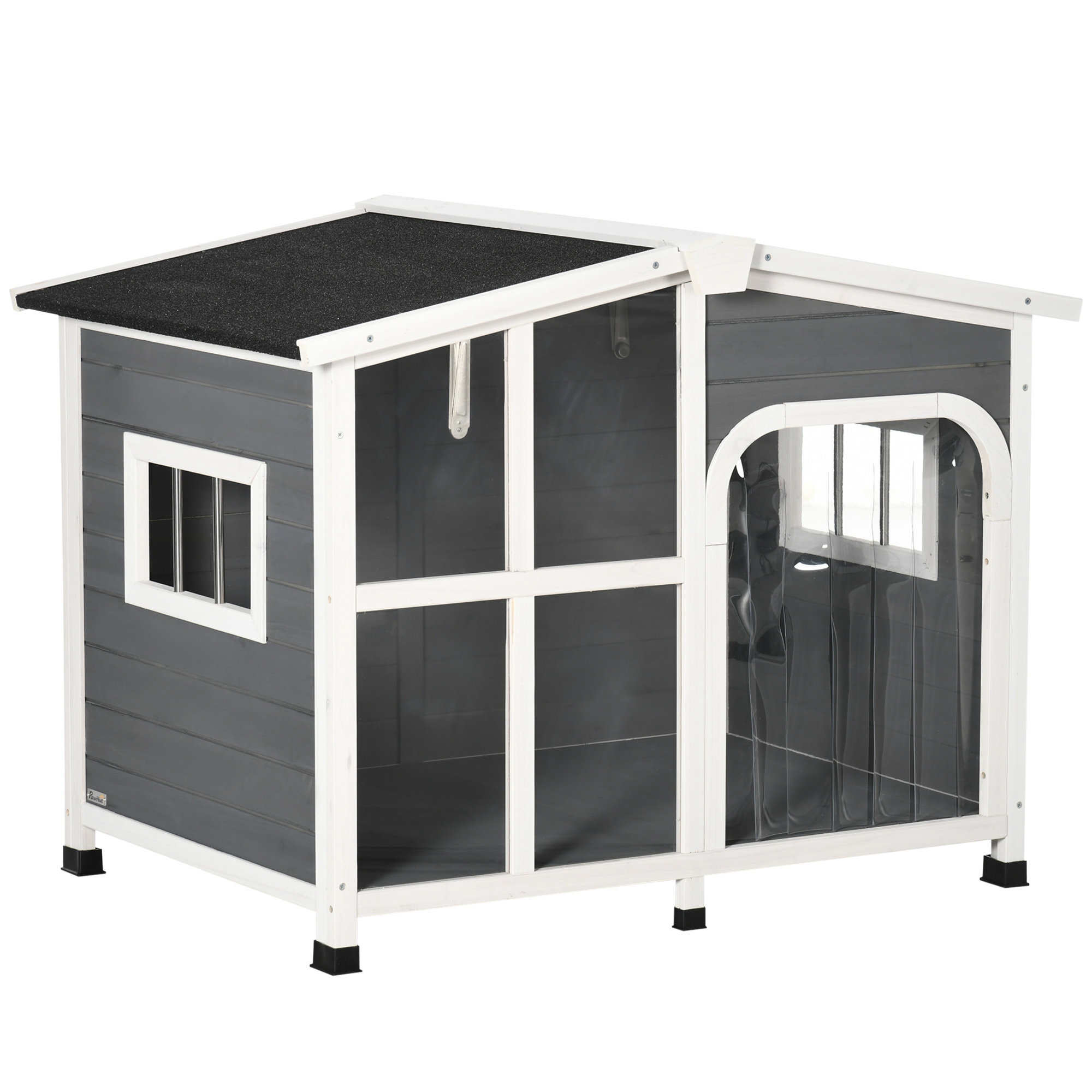 https://assets.wfcdn.com/im/56653779/compr-r85/2361/236137575/tucker-murphy-pet-wooden-dog-house-outdoor-with-removable-bottom-cabin-style-raised-pet-kennel-with-openable-asphalt-roof-door-curtain-side-windows-for-large-sized-dog-88-lbs-dark-gray.jpg