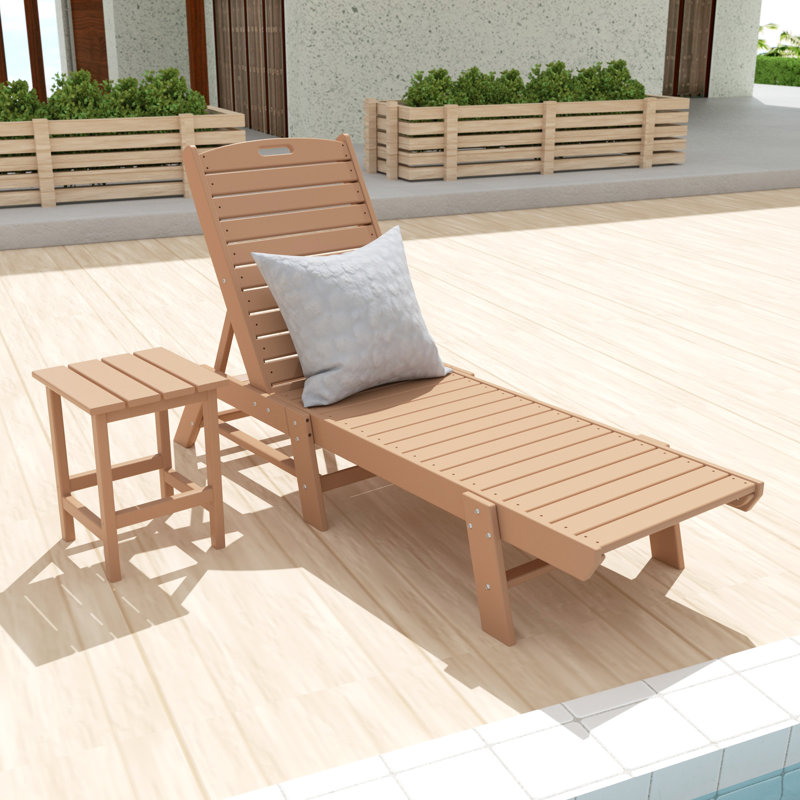 Laguna Outdoor Chaise Lounge with Table, Teak