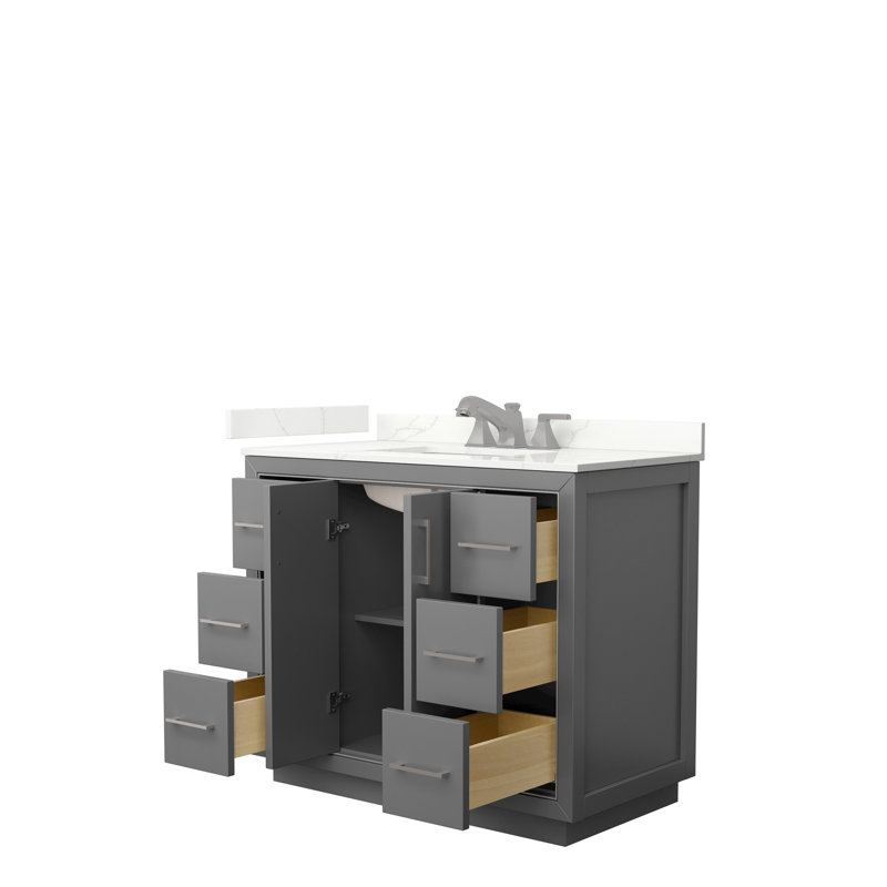 42'' W Single Vanity, Dark Gray, Giotto Quartz, Matte Black