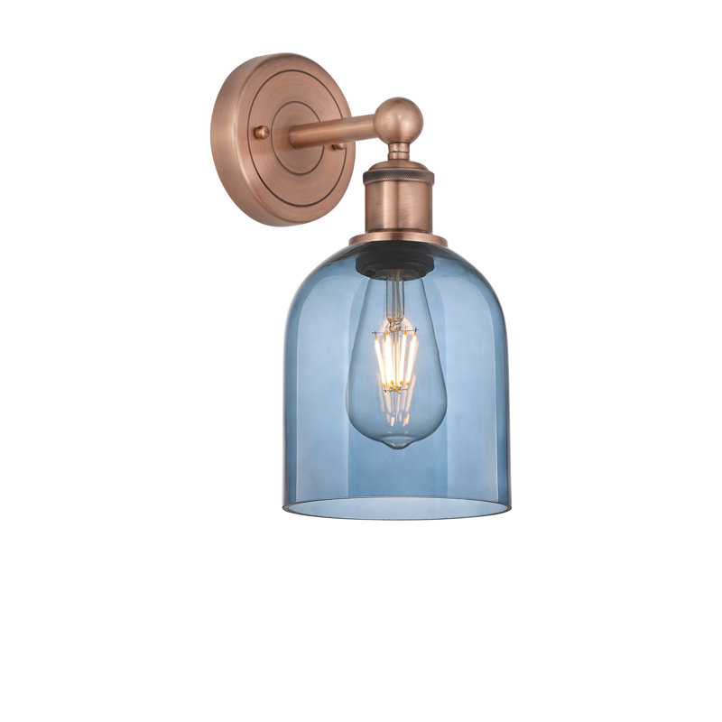 Allysson Steel Armed Sconce, Princess Blue, Antique Copper