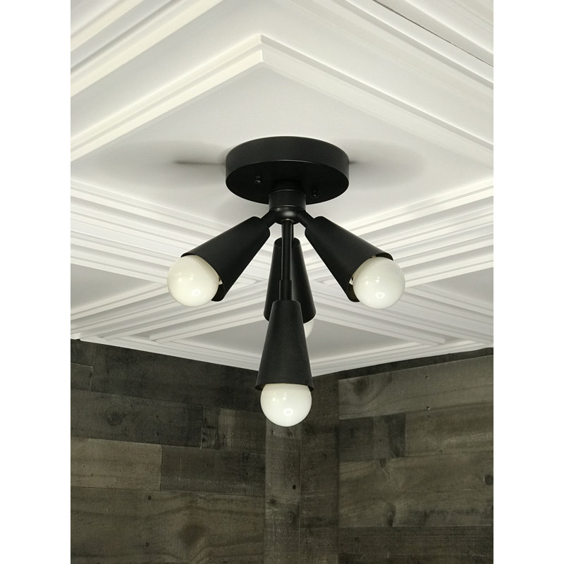 Nika Semi Flush Mount, Matte Black