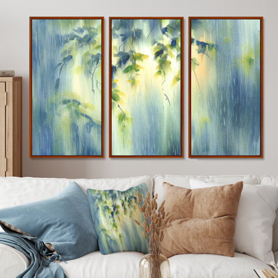 " RaIn Falling Down In Green Lit Forest II " 3 - Pieces