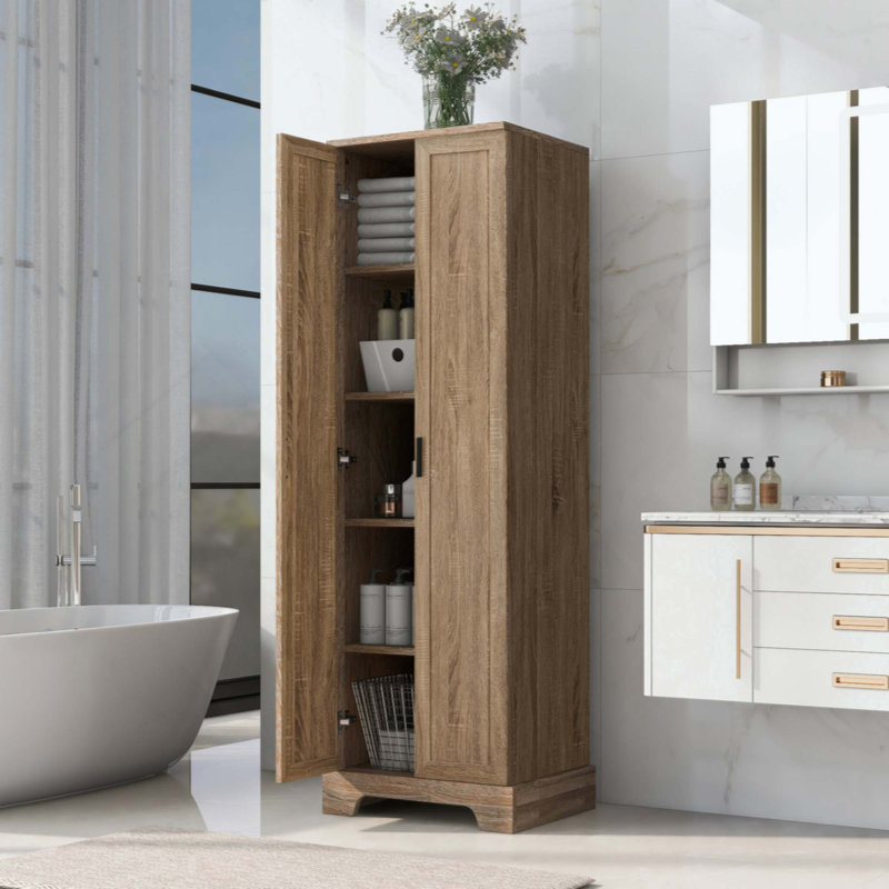 Armoire de rangement avec deux portes pour salle de bain, bureau, tablette réglable, panneau de fibres à densité moyenne