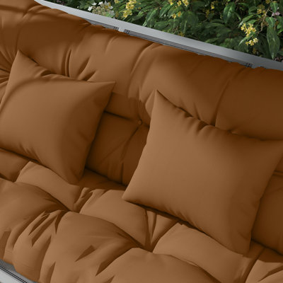 Coussins de banc et coussins décoratifs 59 po, coussin de siège de banc de remplacement, dossier et 2 coussins pour mobilier d'extérieur, brun clair