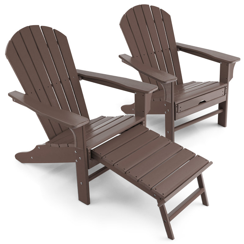 Daylen Outdoor Adirondack Chair With Ottoman, Coffee