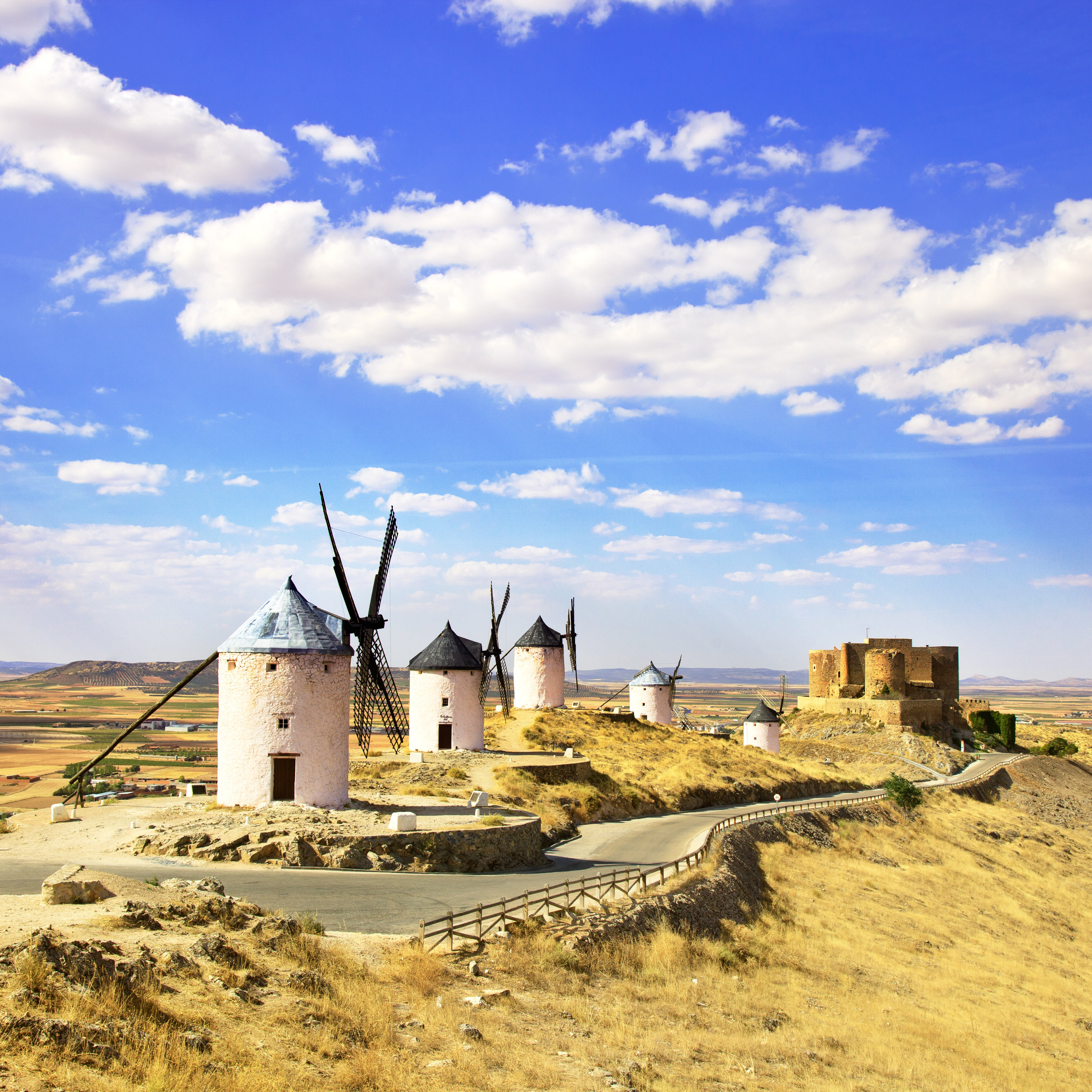 Ebern Designs A Row Of Windmills And A Castle In Consuegra