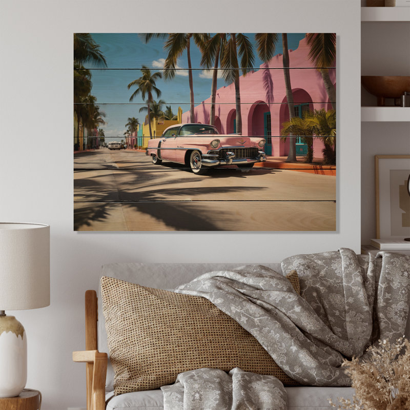 Miami Miami - Cadillac V sur bois, H 10 po x l 20 po x P 0,78 po