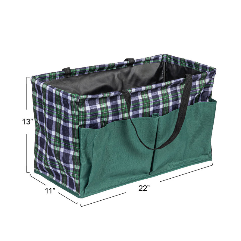 Sac fourre-tout polyvalent avec poches Maiko Krush, Tissu écossais vert