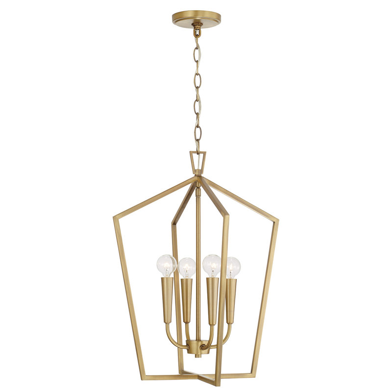 Hall 4 lumières l 17 po x H 22 po en laiton vieilli, Laiton vieilli