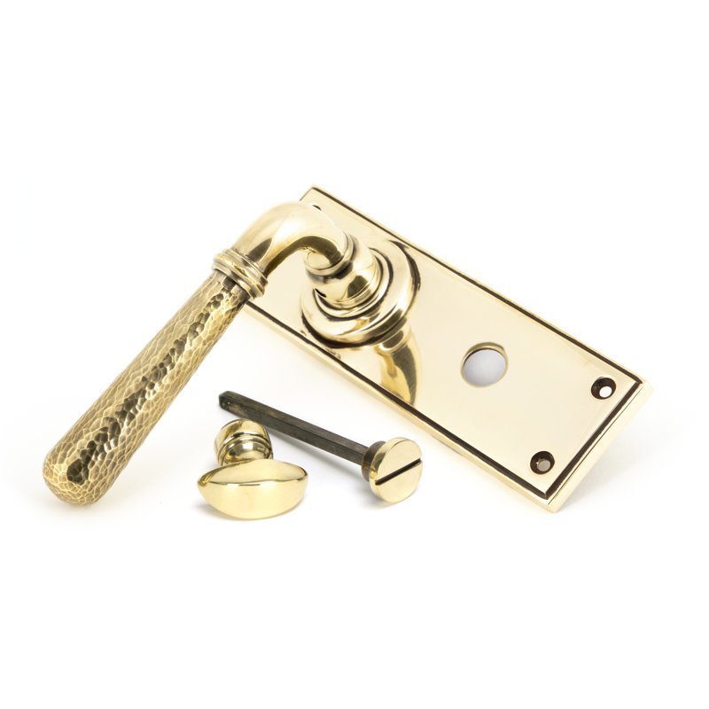 Hammered Newbury Double Dummy Door Handle, Aged Brass