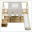 Lit mezzanine simple en bois avec structure de maison, tente, glissade et rangement-1503238069