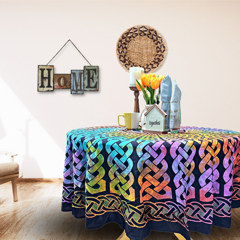 Nappe ronde en coton multicolore 72 po Tie-Dye