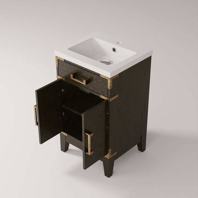 Single Bathroom Vanity with Top, Brown Oak