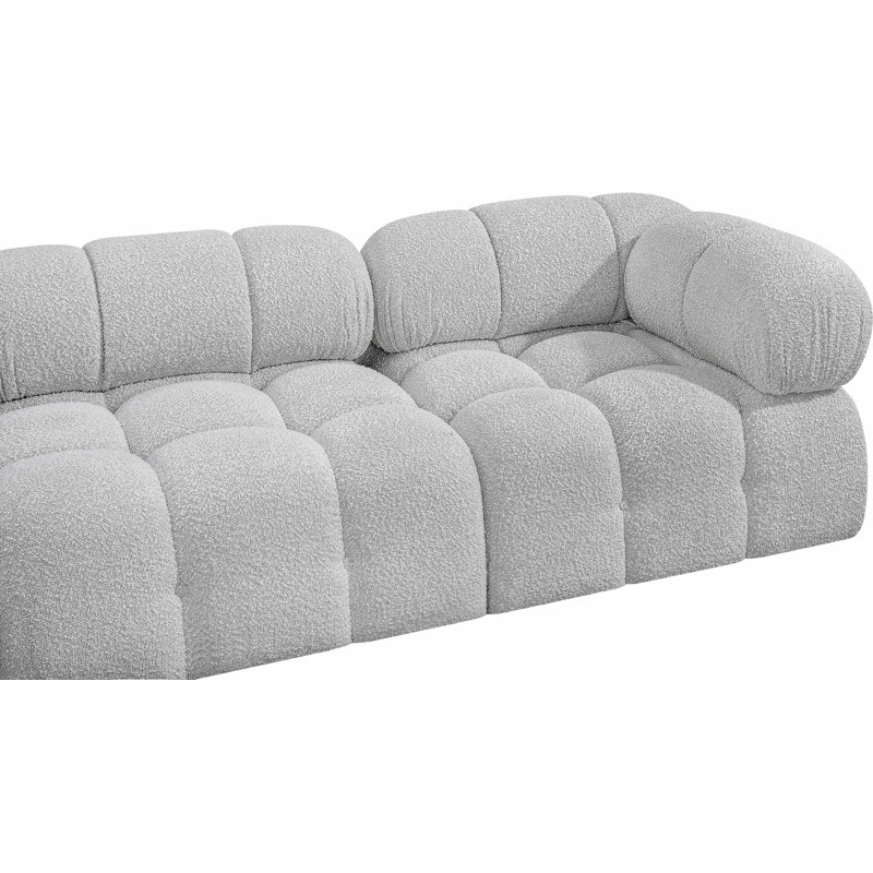 Ames Upholstered Sofa, Grey Boucle Fabric, 1 Armless, 2 Corner, 1 Ottoman