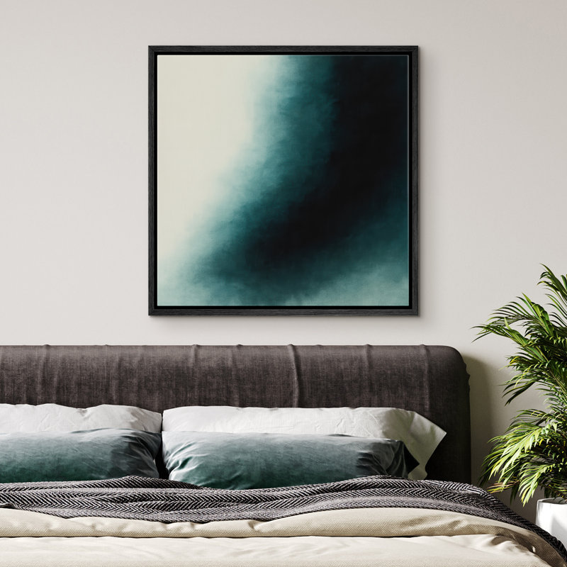 Reproduction d'art abstrait sur toile encadrée pour décoration intérieure moderne, H 16 po x l 16 po, Noir