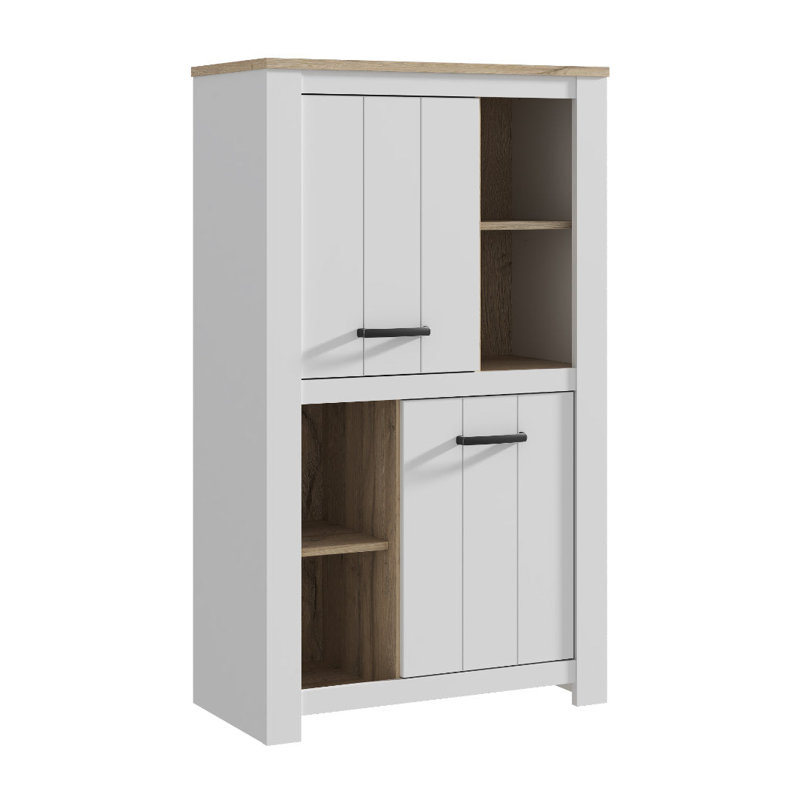 Tijana 87cm 2 Door Storage Cabinet - White Matt and Bianco Oak