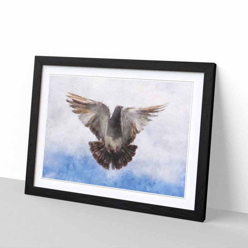 Flying Pigeon - Picture Frame Graphic Art Print, Black Framed, 62cm H x 87cm W x 2cm D