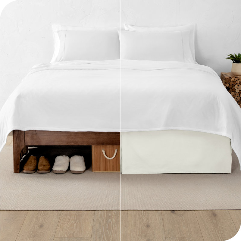 Cream Polyester 15-Inch Drop King Bed Skirt