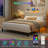 Upholstered Bed Frame with 2 Storage Drawers, Modern Queen Platform Bed with Charging Station & LED Light, No Spring Box Needed-1099011860-1099011861
