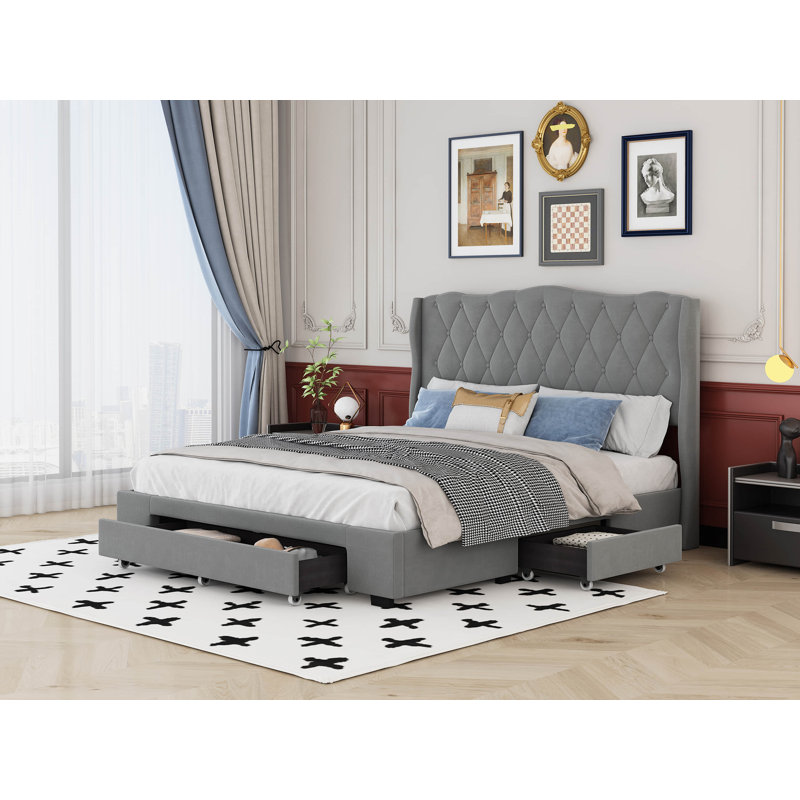 Lit avec rangement Shanetria, gris