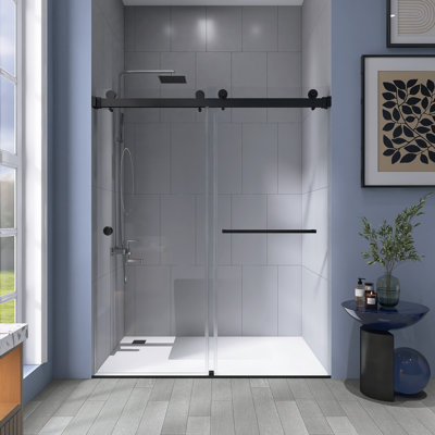 55" - 59" X 72" Frameless Double Sliding Shower Door With 8Mm Tempered Glass