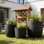Ensemble de jardinières d'extérieur de 3 tailles American Style MGO, léger et empilable pour patio / jardin
