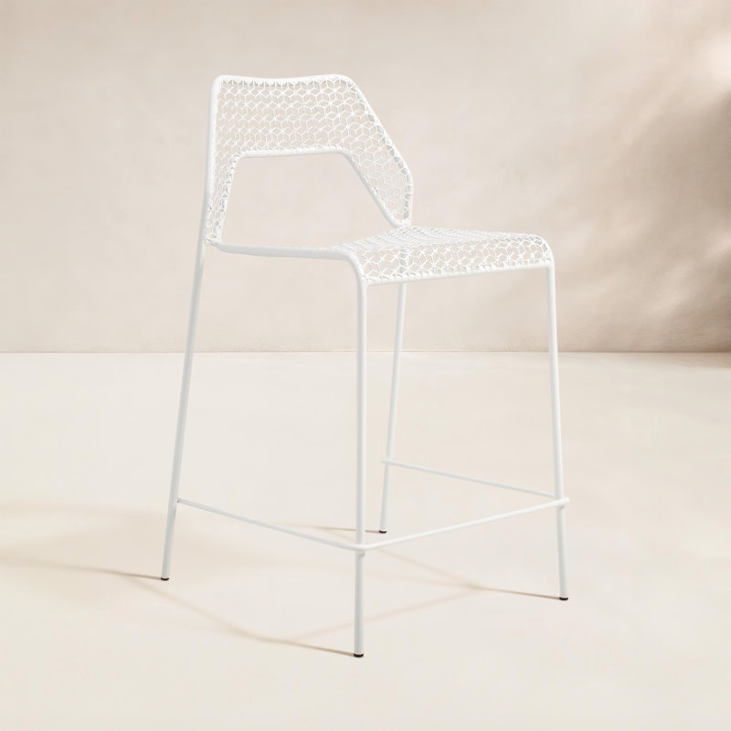 Hot Mesh Outdoor Bar Stool, Off White, Counter Stool (24.4" Seat Height)