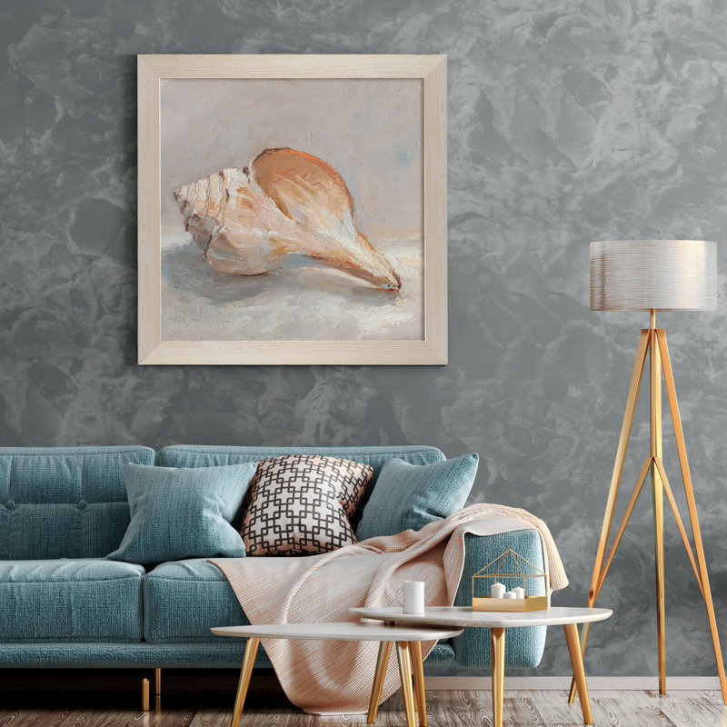 Reproduction d’art sur toile encadrée, "Impressionist Shell Study III", Cadre blanc, H 27,5 po x l 27,5 po x P 1,5 po