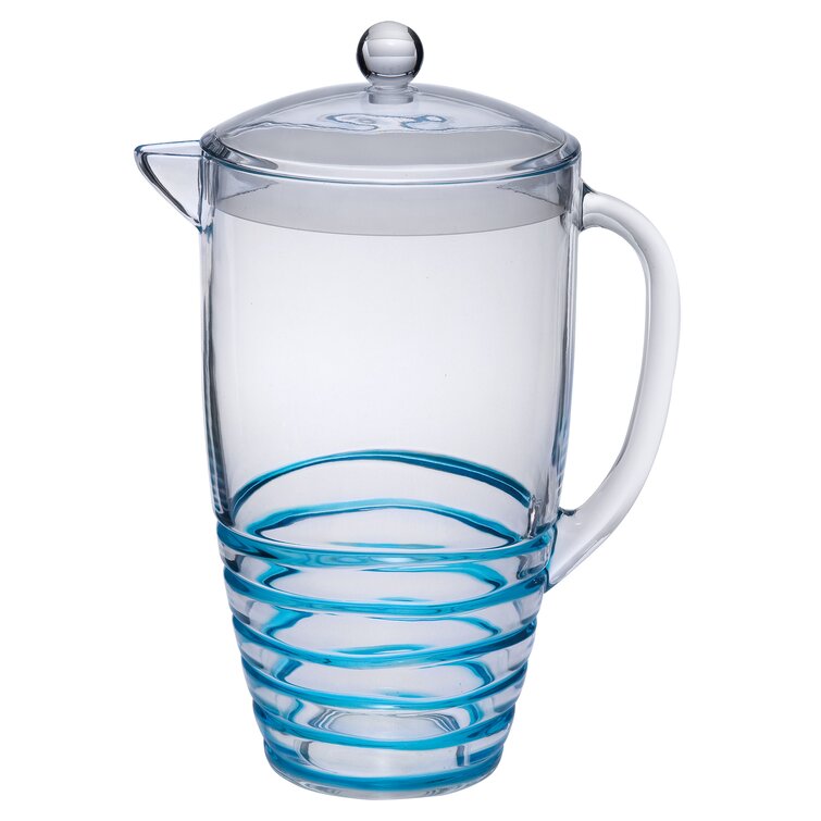 JoyJolt Beverage Serveware Glass Pitcher with Handle & 2 Lids - 60 oz