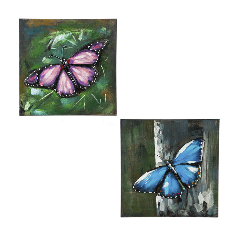 Ensemble de 2 papillons en métal Alleris