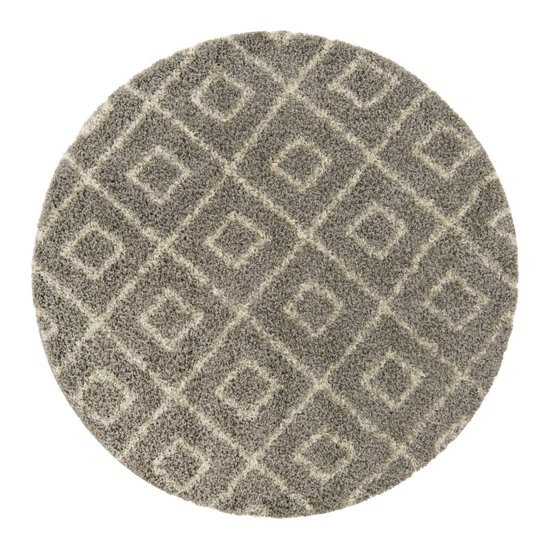 Azbill Geometric Indoor Rug, Round 6'