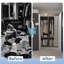 Armoire en métal autoportante avec rideau transparent et tablette de rangement