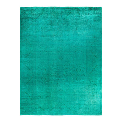 Overyed One-of-a-Kind Rectangle 9'3" X 12'1" New Age Wool Area Rug Green/Black